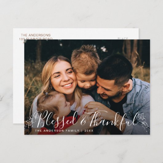 GEZEGEND EN DANKBAAR | Foto Thanksgiving Briefkaar Briefkaart (Voorkant / Achterkant)