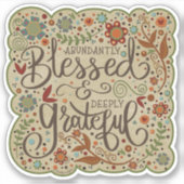 Gezegend en dankbaar Fun Folk Inspirivity Sticker (Voorkant)