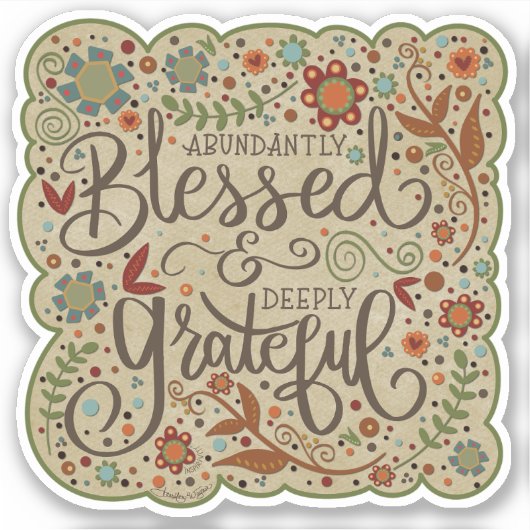 Gezegend en dankbaar Fun Folk Inspirivity Sticker (Voorkant)