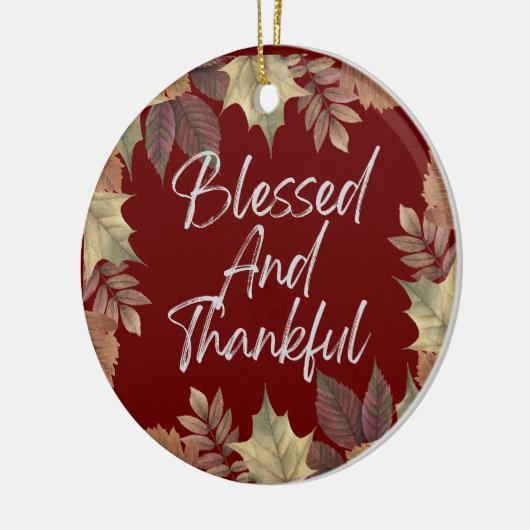Gezegend en dankbaar keramisch ornament (Links)