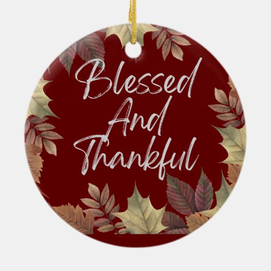 Gezegend en dankbaar keramisch ornament (Achterkant)