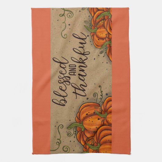 Gezegend en dankbaar keukenhanddoeken (Verticaal)