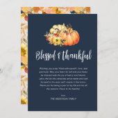 Gezegend en Dankbaar marineblauw Thanksgiving Feestdagenkaart (Voorkant / Achterkant)