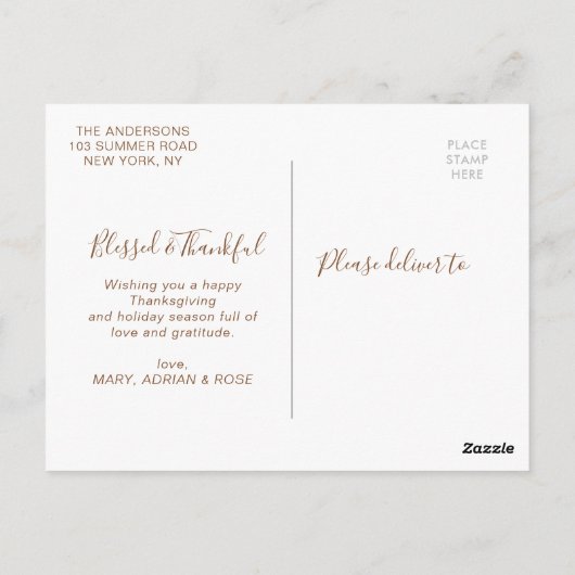 GEZEGEND EN DANKBAAR | Thanksgiving Briefkaart (Achterkant)