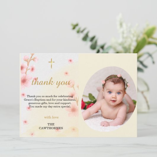 "Gezegend en gedoopt: een dag om te gedenken" Bedankkaart (Staand voorkant)