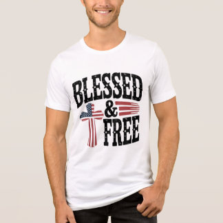 Gezegend en gratis | Patriottisch Amerikaans Vlag  Tri-Blend Shirt