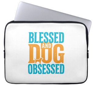 Gezegend en hondenverslaafd vintage ontwerp voor h laptop sleeve