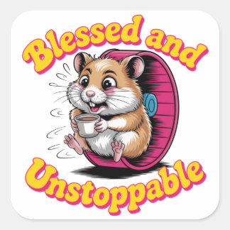 Gezegend en onstuitbaar vierkante sticker