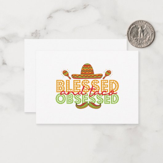 Gezegend en taco-obsessief Funny Cinco De Mayo Cad Notitiekaartje (Voorkant / Achterkant in situ)