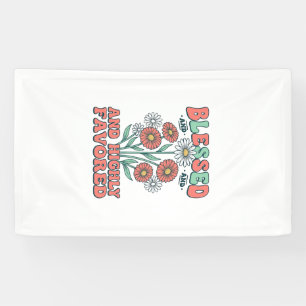 Gezegend en zeer bevoorrecht bloemig vintage ontwe spandoek
