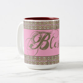 Gezegend! Fancy koffiemok (roze) Tweekleurige Koffiemok