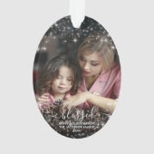 Gezegend. Foto met feestelijke Sparkles Christmas Ornament (achterkant)