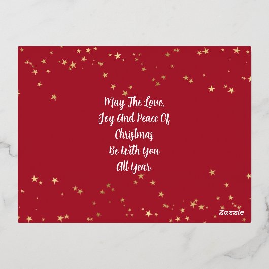 Gezegend, fotonaam Goud Folie Vakantie Postkaart # Folie Feestdagen Briefkaart (Achterkant)