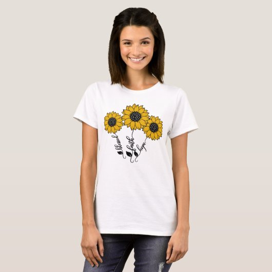 Gezegend geloof Hope Zonnebloemen T-shirt (Voorkant volledig)