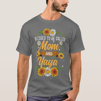 Gezegend Genoemd Moeder En Yaya Schattige Zonneblo T-shirt