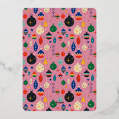 Gezegend Goud Metallic Roze Kerstmis Verticaal Folie Feestdagenkaart (Achterkant)