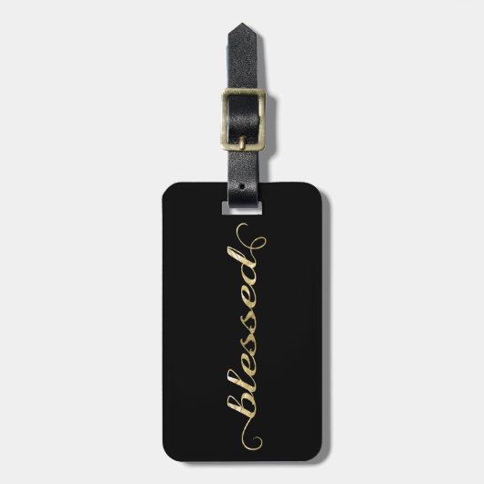 Gezegend, gouden olievlek Inspirerend Grateful Bagagelabel (Voorkant verticaal)