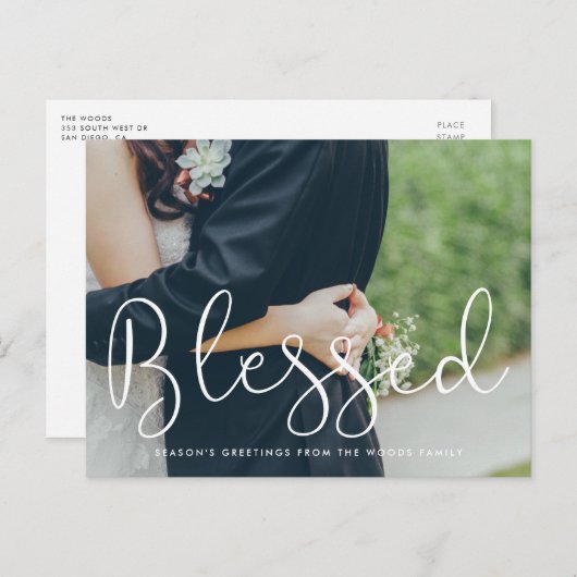 Gezegend grillig script fotovakantie briefkaart (Voorkant / Achterkant)