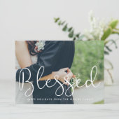 Gezegend grillig script Kerstfoto Feestdagenkaart (Staand voorkant)