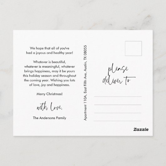 Gezegend, Groet, Familiefoto, Glimlachend Script Briefkaart (Achterkant)