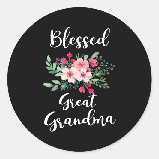 Gezegend groot oma bloem boeket voor oma ronde sticker (Voorkant)