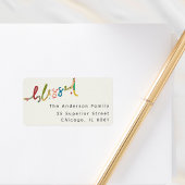 Gezegend handgeschilderd kerstadreslabel etiket