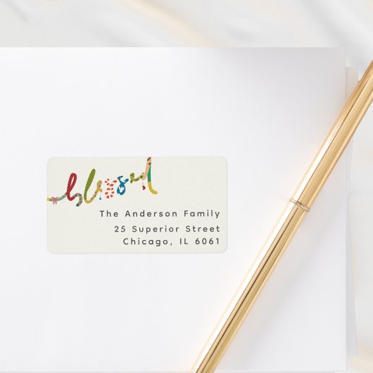 Gezegend handgeschilderd kerstadreslabel etiket