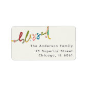 Gezegend handgeschilderd kerstadreslabel etiket (Voorkant)