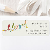 Gezegend handgeschilderd kerstretour adreslabel etiket