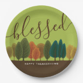 Gezegend herfst bos botanisch licht groen papieren bordje (Voorkant)