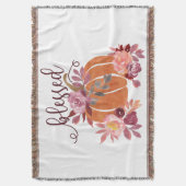 Gezegend - Herfst Pompoen met roze bloemen Deken (Voorkant Verticaal)