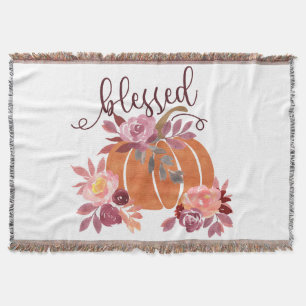 Gezegend - Herfst Pompoen met roze bloemen Deken