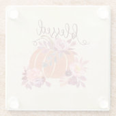 Gezegend - Herfst Pompoen met roze bloemen Glazen Onderzetter (Achterkant)