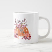 Gezegend - Herfst Pompoen met roze bloemen Grote Koffiekop (Rechts)