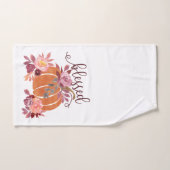 Gezegend - Herfst Pompoen met roze bloemen Handdoek (Handdoek)