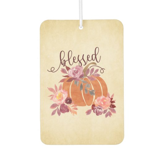 Gezegend - Herfst Pompoen met roze bloemen Luchtverfrisser (Voorkant)