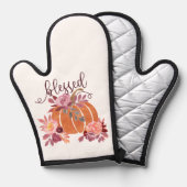 Gezegend - Herfst Pompoen met roze bloemen Ovenwant (Voorkant / Achterkant)