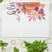 Gezegend - Herfst Pompoen met roze bloemen Theedoek (Gevouwen)