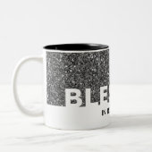 Gezegend in de naam van Jezus | Stijlvolle ZILVERE Tweekleurige Koffiemok (Links)