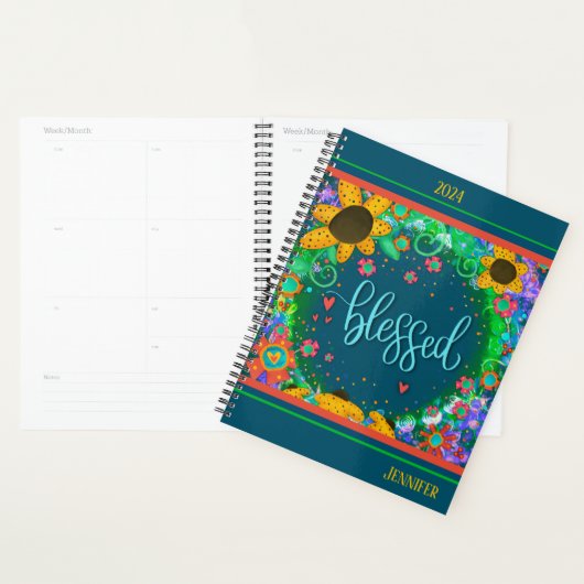 Gezegend inspirerend  bloemig gepersonaliseerd ple planner (Display)