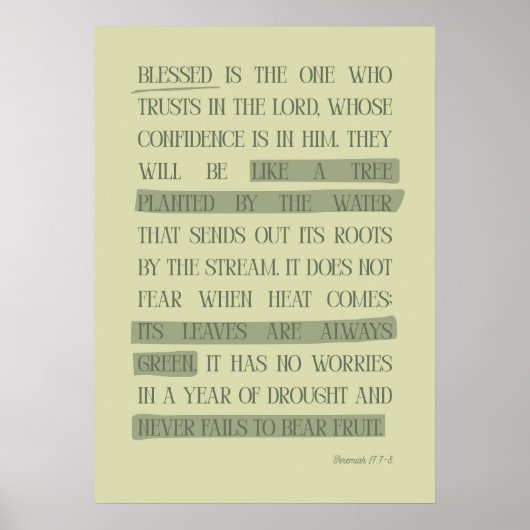 Gezegend is degene die de Heer vertrouwt Poster (Voorkant)