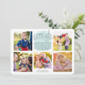 Gezegend Jaar Elk Jaar In Review Blauwe Waterverf Feestdagenkaart (Staand voorkant)