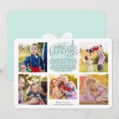 Gezegend Jaar Elk Jaar In Review Blauwe Waterverf Feestdagenkaart (Voorkant / Achterkant)