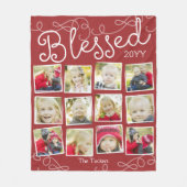 Gezegend jaar in Afbeeldingen 12 Foto Collage Red Fleece Deken (Voorkant)