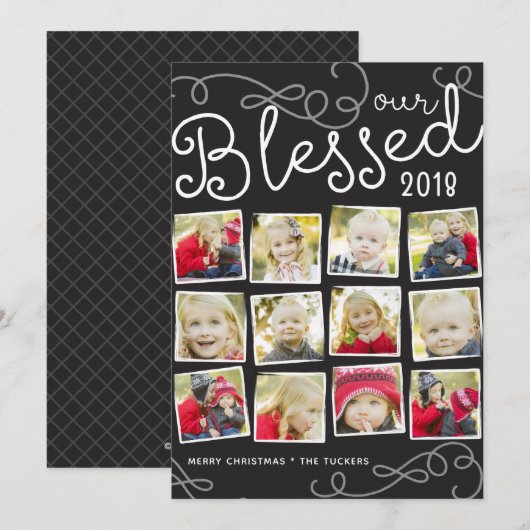 Gezegend Jaar Kerstmis Fotocollage Feestdagenkaart (Voorkant / Achterkant)