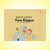 Gezegend Jom Kipoer geel geïllustreerd Briefkaart
