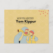 Gezegend Jom Kipoer geel geïllustreerd Briefkaart (Voorkant)