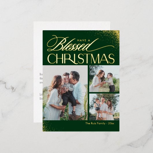 Gezegend Kerst FOLIE Religieus Vakantie Briefkaart (Voorkant / Achterkant)