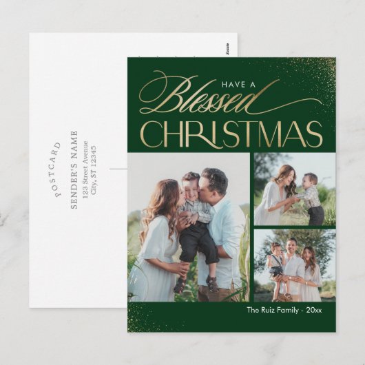 Gezegend Kerst Religieuze Vakantie Kaart Briefkaar (Voorkant / Achterkant)