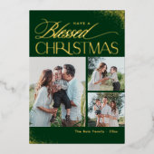 Gezegend Kerstmis ECHTE FOLIE Religieuze Vakantie  Folie Feestdagenkaart (Voorkant)